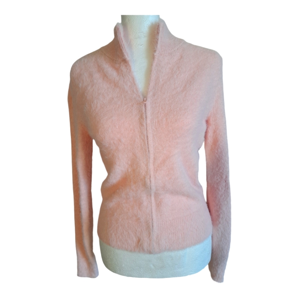 2 for 1 🎀🎀🎀BABY PINK FAUX LEATHER AND PINK ZIP UP CARDI COMBO! 🎀🎀🎀🎀 Sz SM - Picture 8 of 9